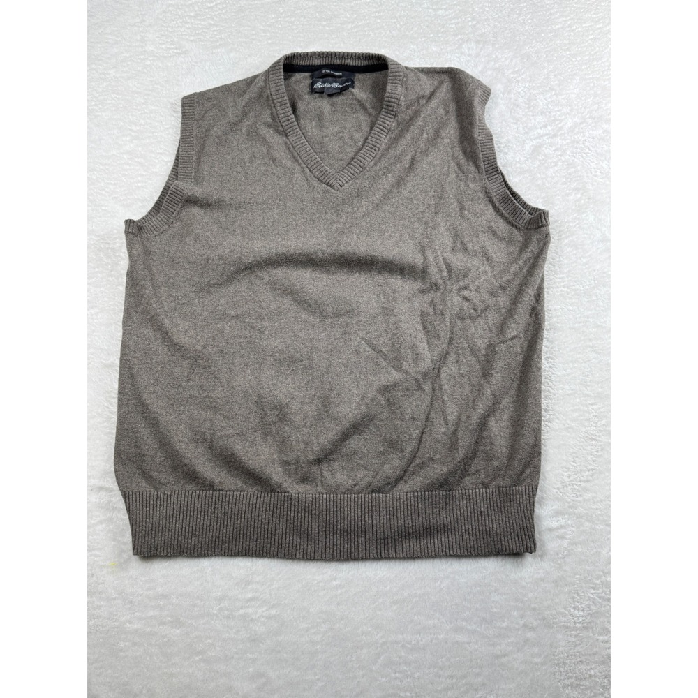 Eddie Bauer Cotton Cashmere Sweater Vest Layering Academia Preppy Mens Large